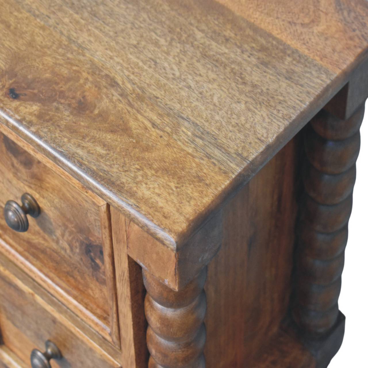 Solid Mango Wood Spindle Amber Bedside - Image 4