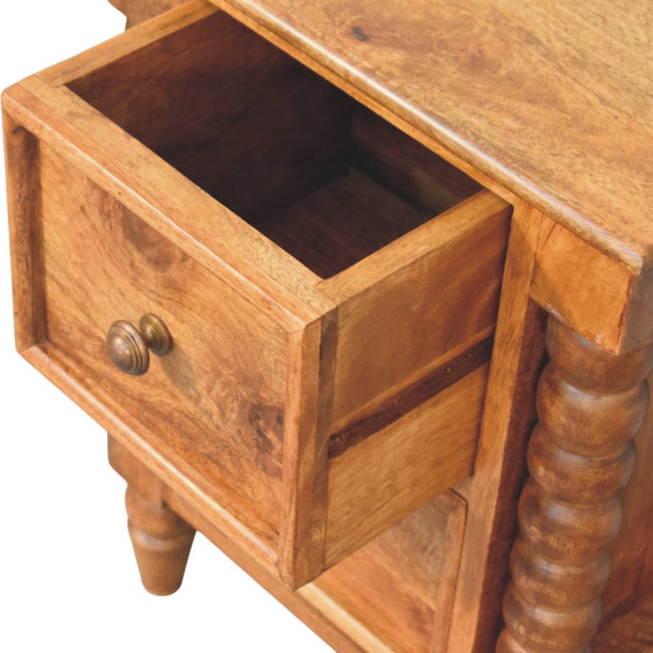 Solid Mango Wood Spindle Amber Bedside - Image 5