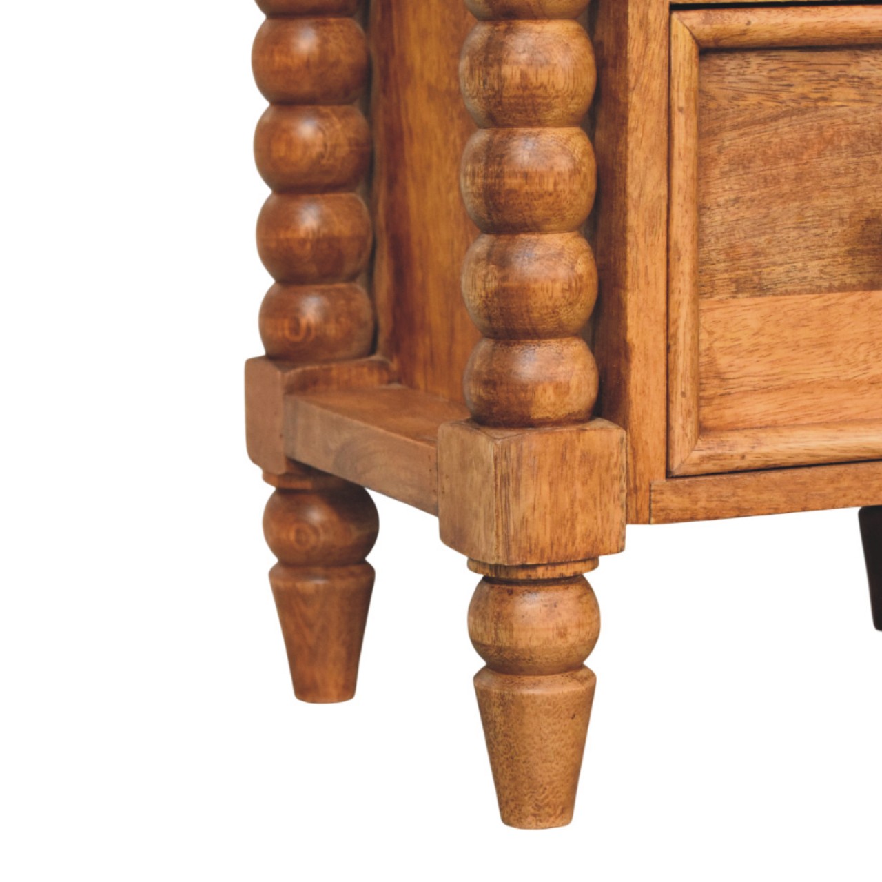Solid Mango Wood Spindle Amber Bedside - Image 6
