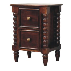 Solid Mango Wood Spindle Winewood Nightstand