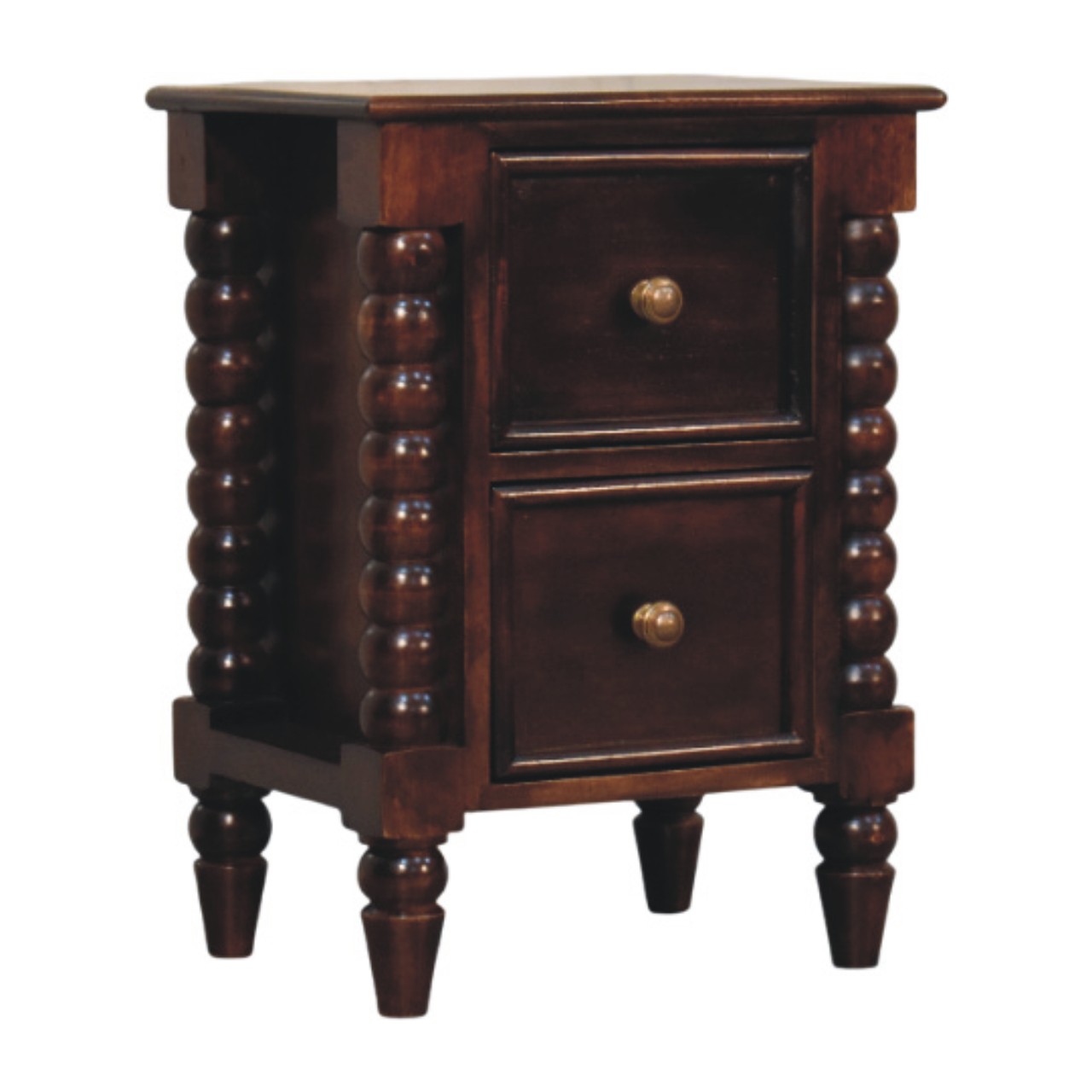 Solid Mango Wood Spindle Winewood Nightstand - Image 2