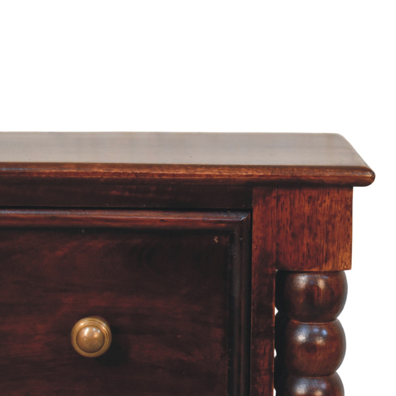 Solid Mango Wood Spindle Winewood Nightstand - Image 3