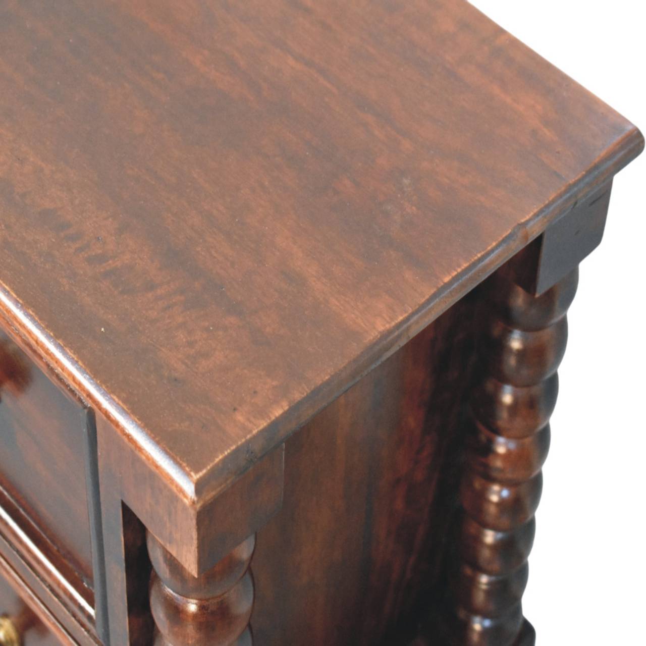 Solid Mango Wood Spindle Winewood Nightstand - Image 4