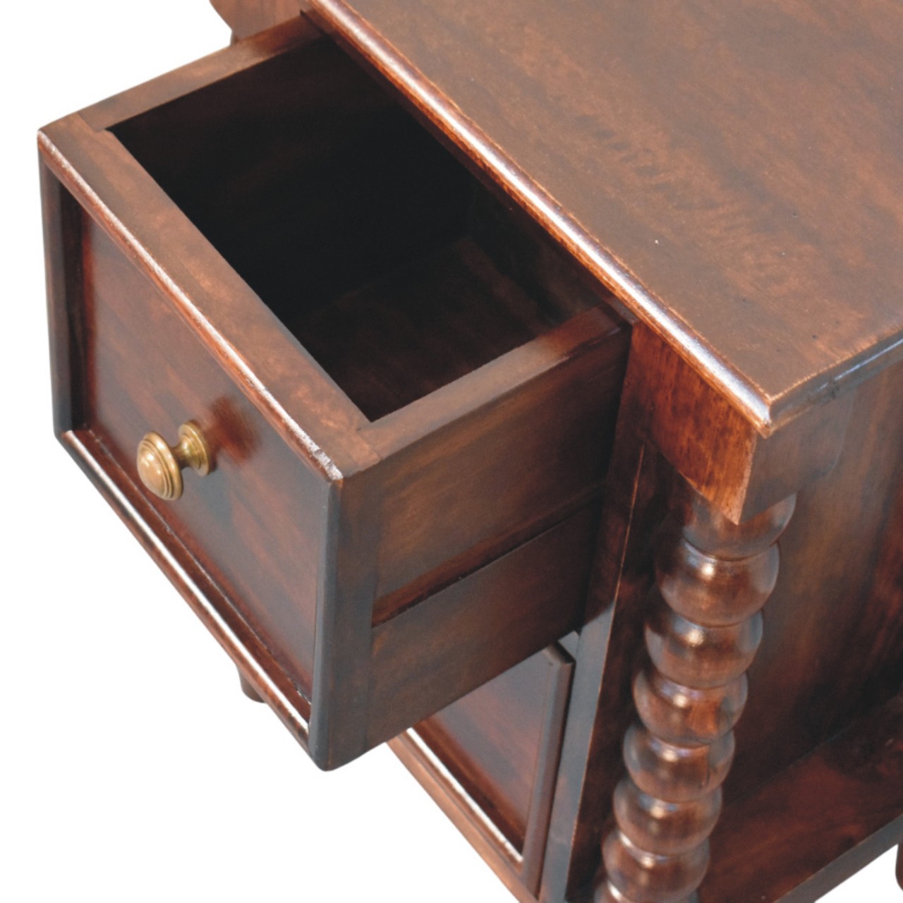 Solid Mango Wood Spindle Winewood Nightstand - Image 5