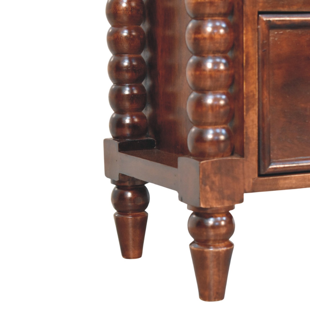 Solid Mango Wood Spindle Winewood Nightstand - Image 6