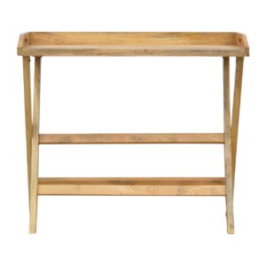 Solid Mango Wood Oak Finished Butler Tray Style Writing Desk