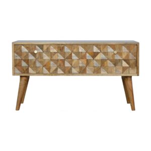 Solid Mango Wood Oak Finished Diamond Bench