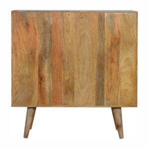 Solid Mango Wood Scandinavian Style Sunrise Patterned 2 Door Cabinet
