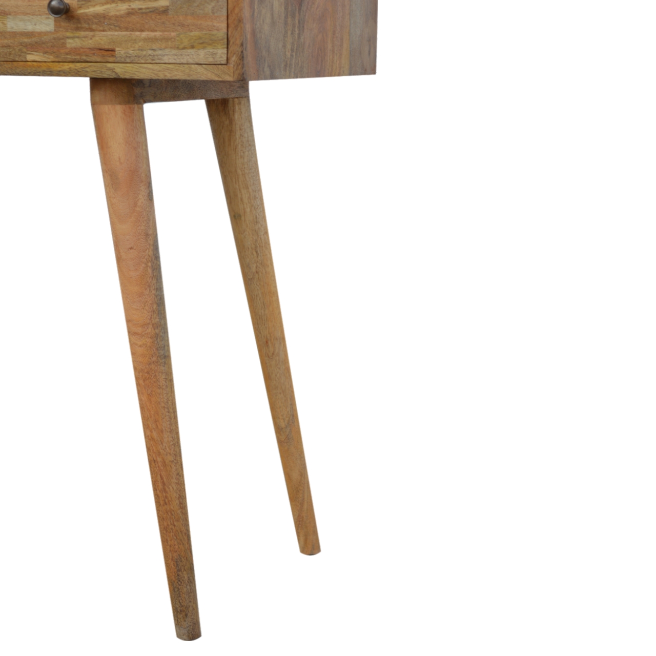 Solid Mango Wood Oak Finished 3 Drawer Patchwork Console Table - Image 5