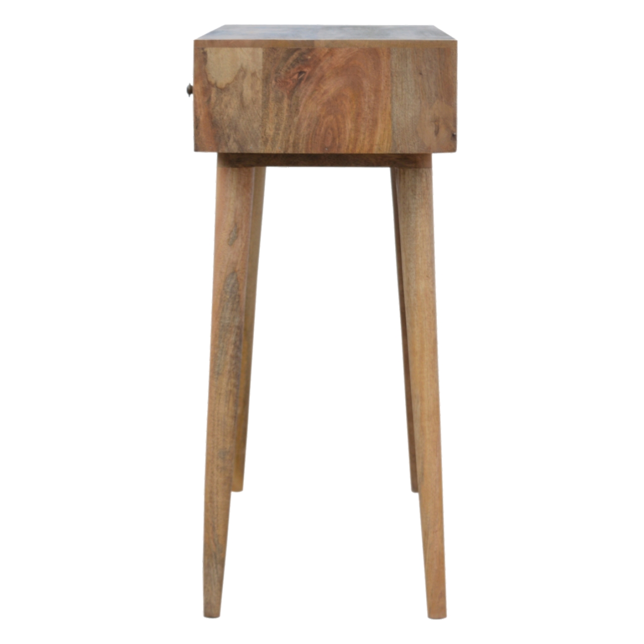 Solid Mango Wood Oak Finished 3 Drawer Patchwork Console Table - Image 7