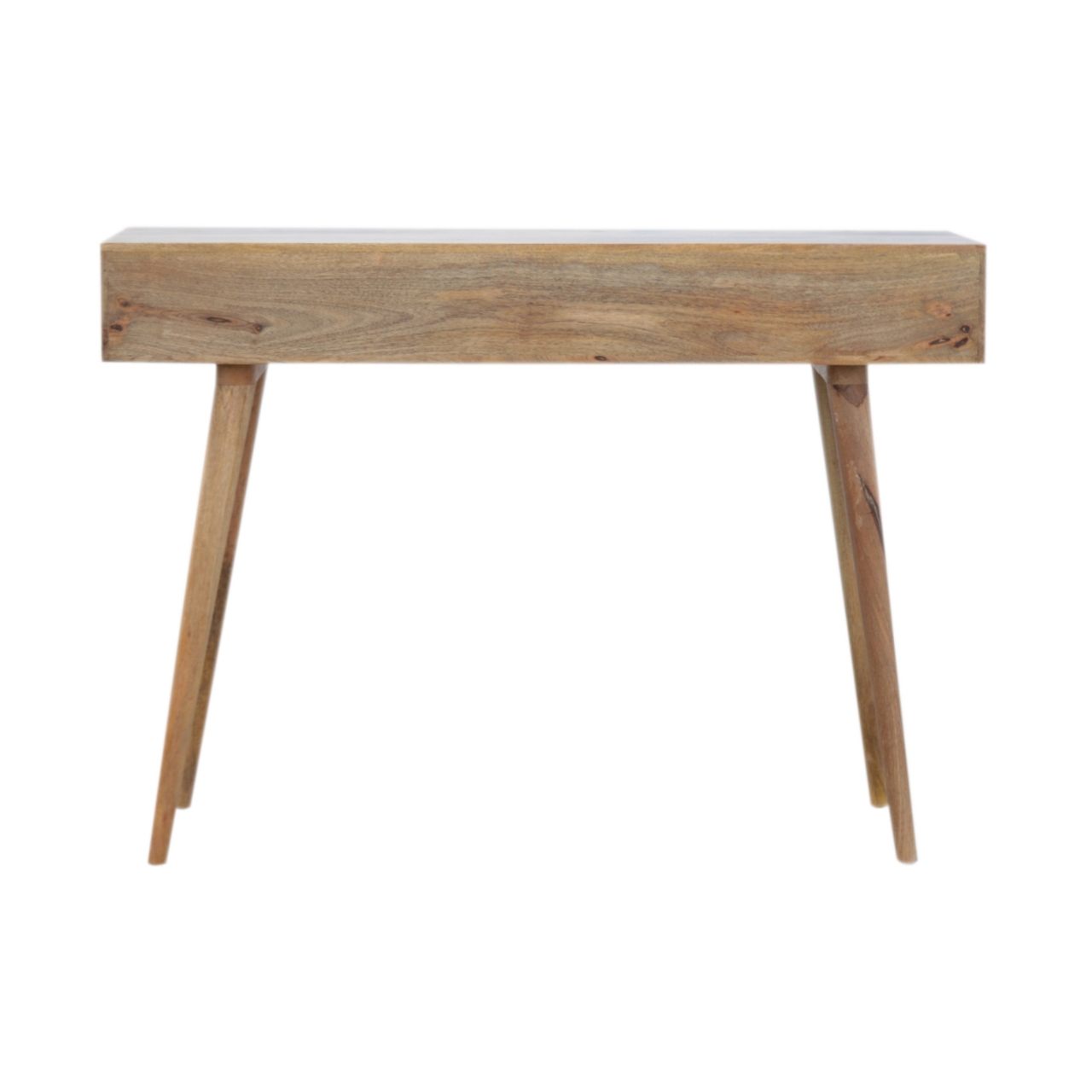 Solid Mango Wood Oak Finished 3 Drawer Patchwork Console Table - Image 8