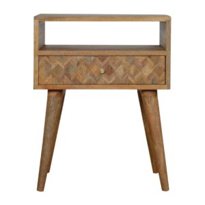Solid Mango Wood Assorted Oak Finished Open Slot Bedside