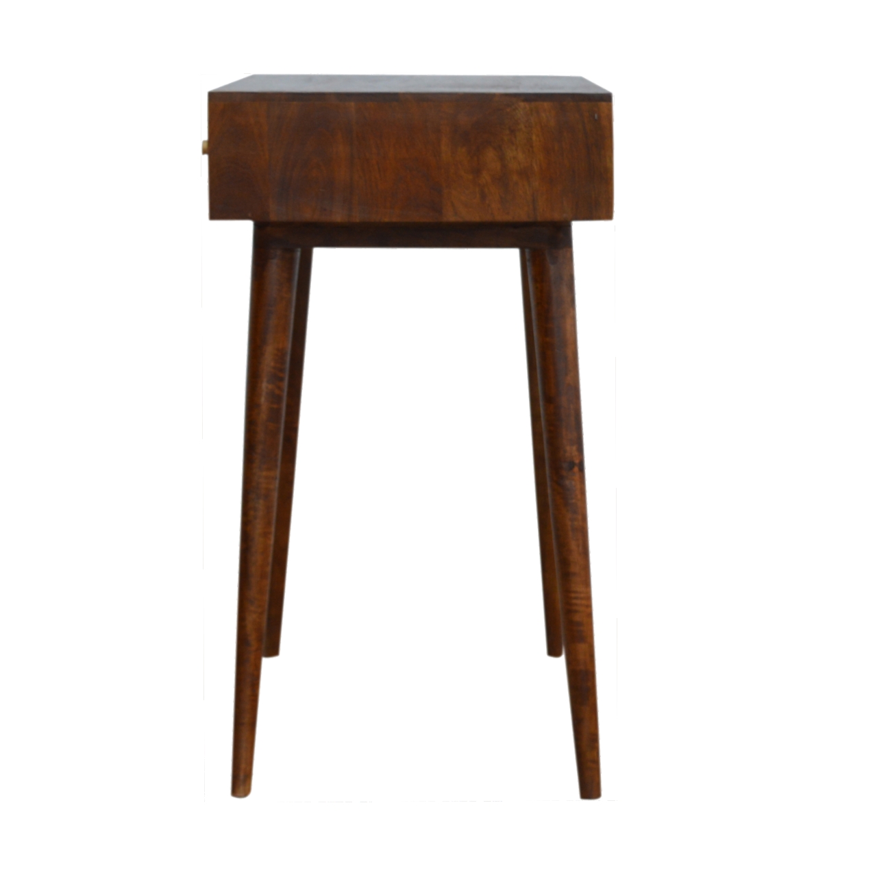 Solid Mango Wood Chestnut Finished 2 Drawer Diamond Carved Console Table - Image 8