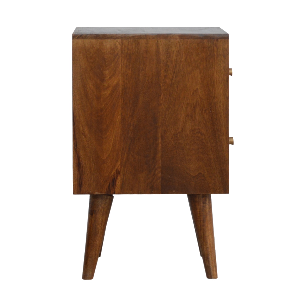 Solid Mango Wood Chestnut Finished 2 Drawer Diamond Pattern Bedside - Image 8
