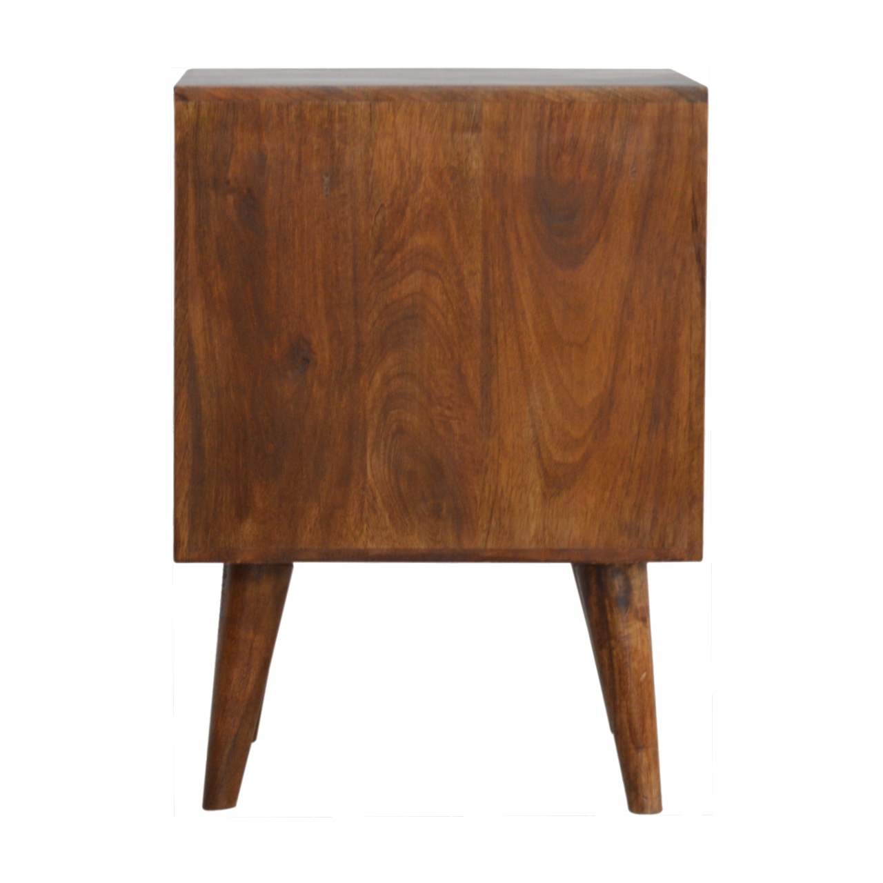 Solid Mango Wood Chestnut Finished 2 Drawer Diamond Pattern Bedside - Image 9