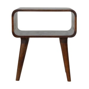 Solid Mango Wood Curved Open Chestnut Bedside