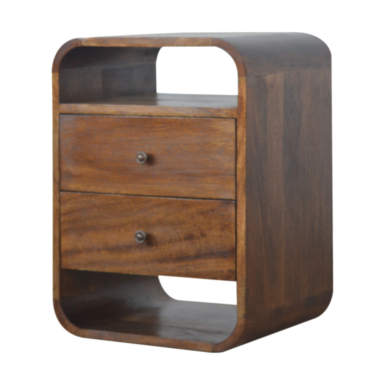 Chestnut Curve 2 Drawer Bedside - Image 2