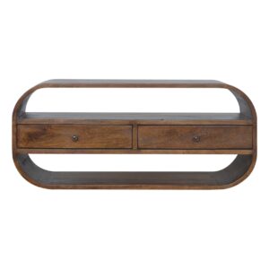 Solid Mango Wood Wall Mounted Chestnut Finished Circular Media Unit