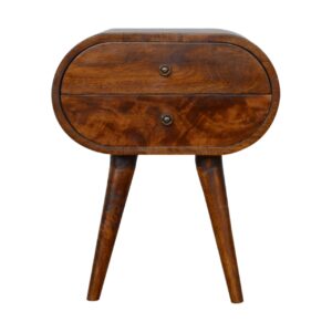 Solid Mango Wood Chestnut Finished Circular Bedside
