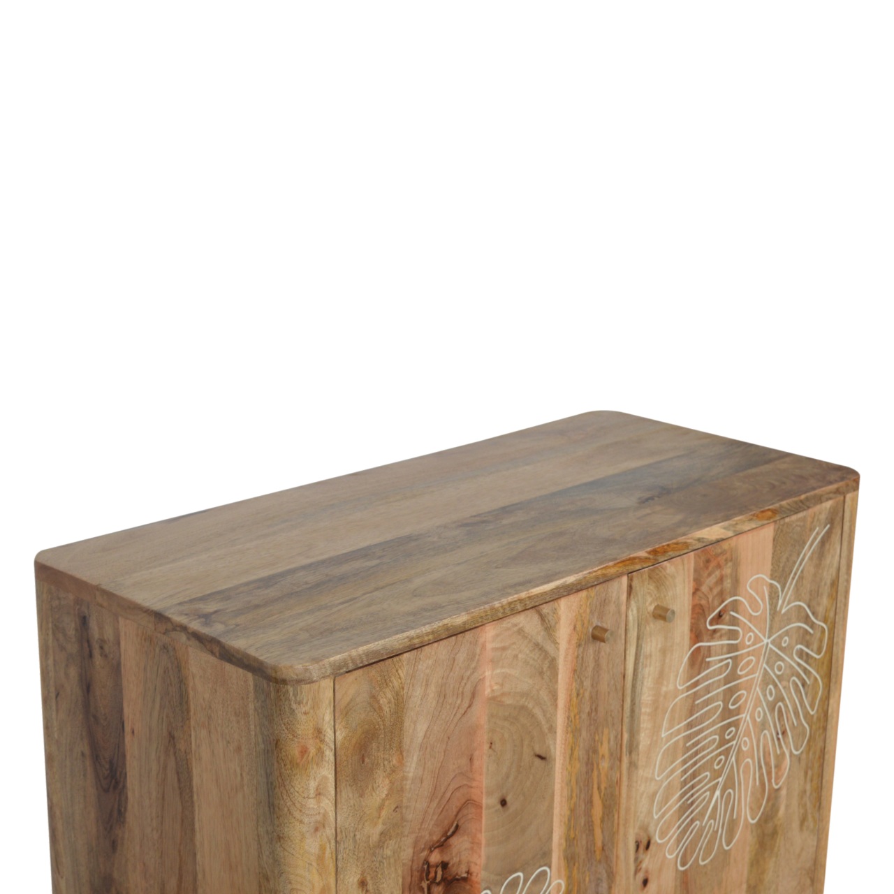 Solid Mango Wood Lead Embossed Resin Cabinet - Image 3