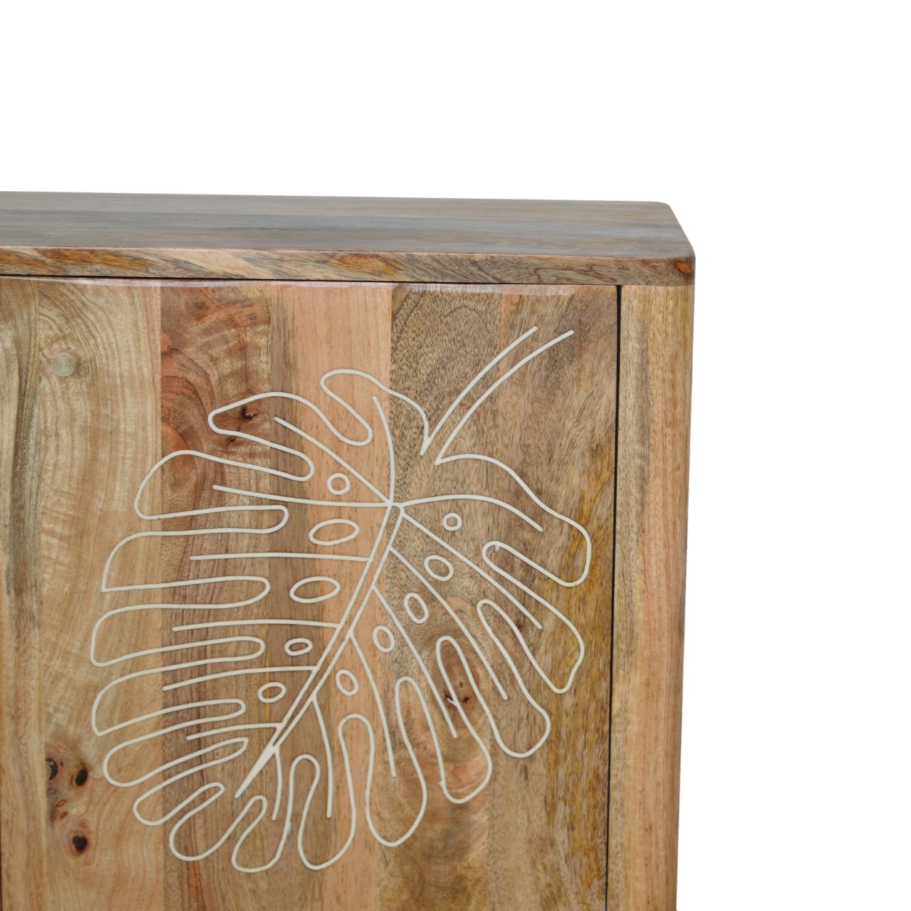 Solid Mango Wood Lead Embossed Resin Cabinet - Image 4
