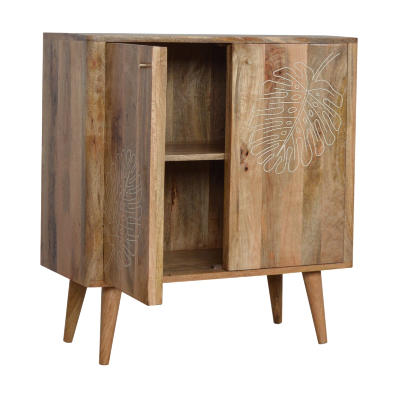 Solid Mango Wood Lead Embossed Resin Cabinet - Image 7