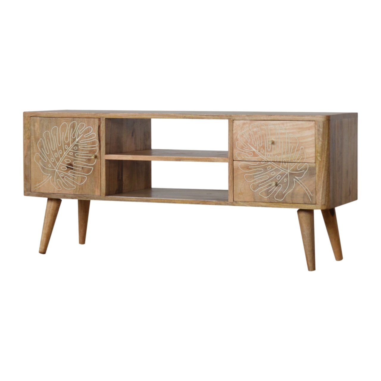 Solid Mango Wood Leaf Resin Entertainment Unit - Image 2