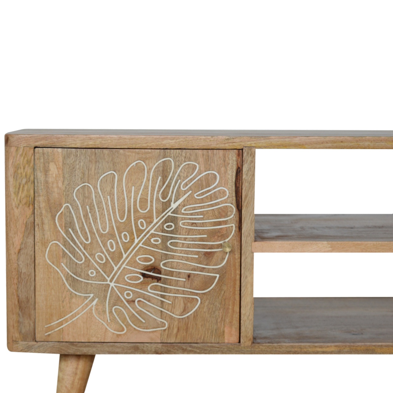 Solid Mango Wood Leaf Resin Entertainment Unit - Image 3