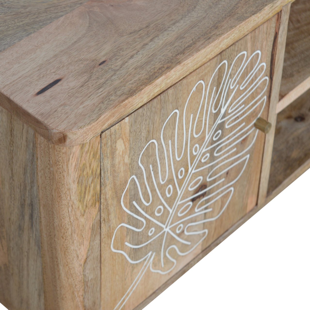 Solid Mango Wood Leaf Resin Entertainment Unit - Image 4