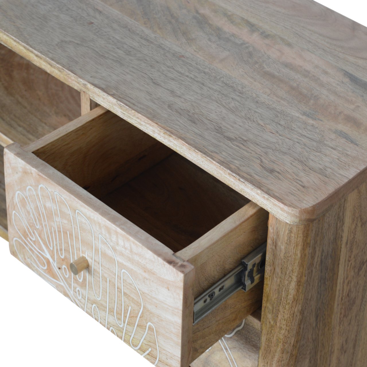 Solid Mango Wood Leaf Resin Entertainment Unit - Image 5