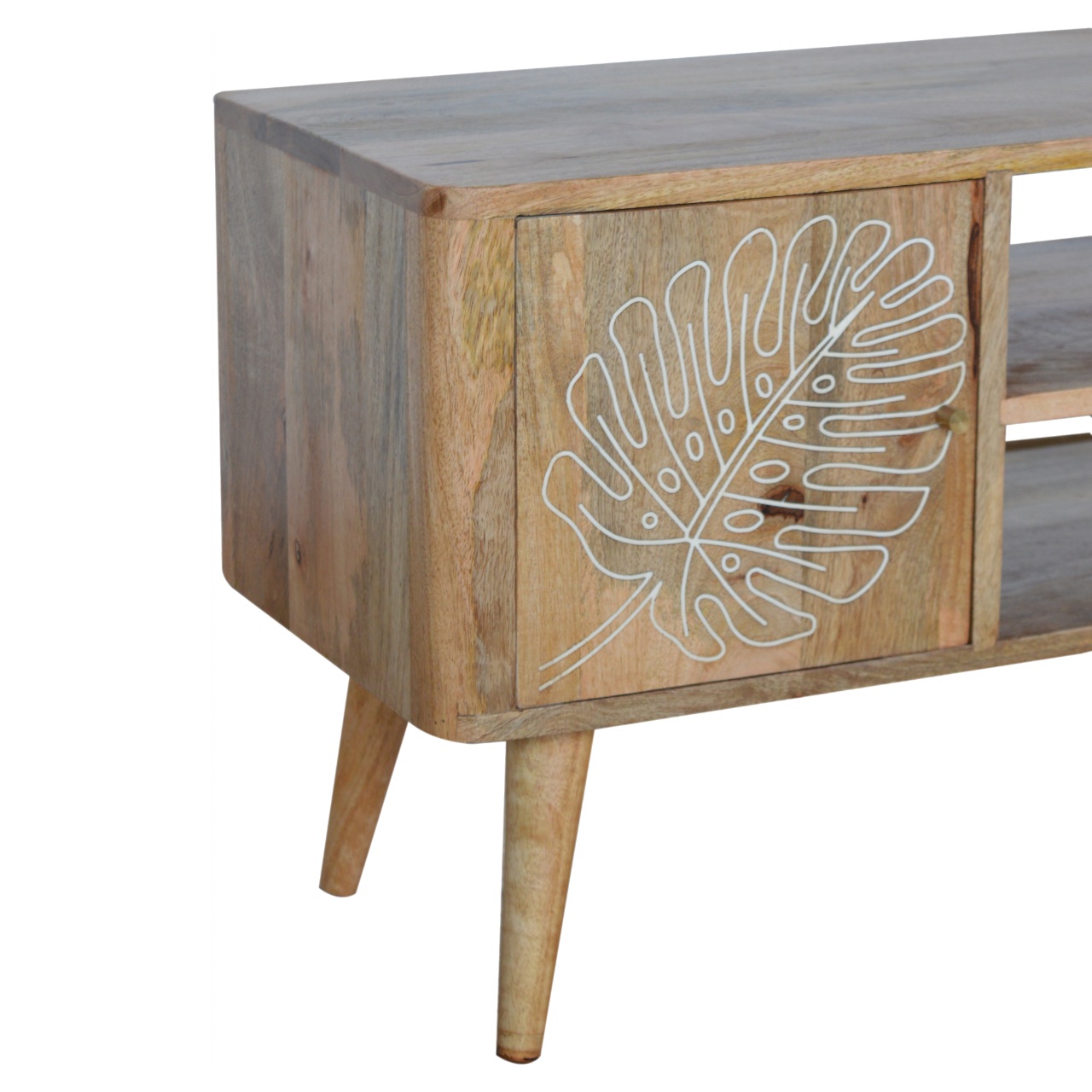 Solid Mango Wood Leaf Resin Entertainment Unit - Image 6