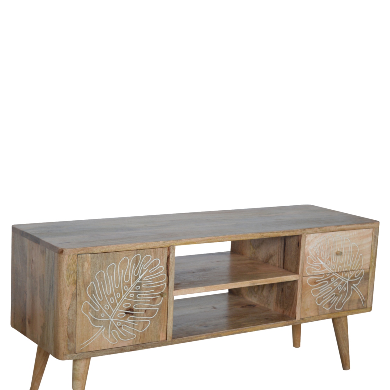 Solid Mango Wood Leaf Resin Entertainment Unit - Image 7
