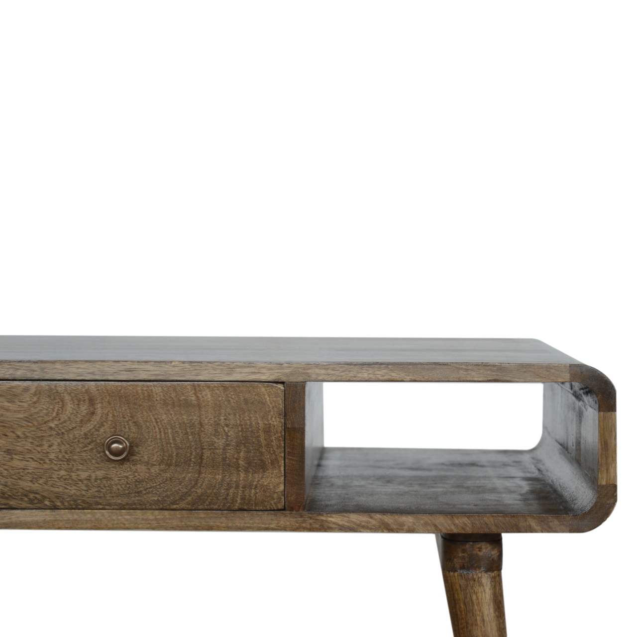Solid Mango Wood Curved Grey Washed Coffee Table - Image 4