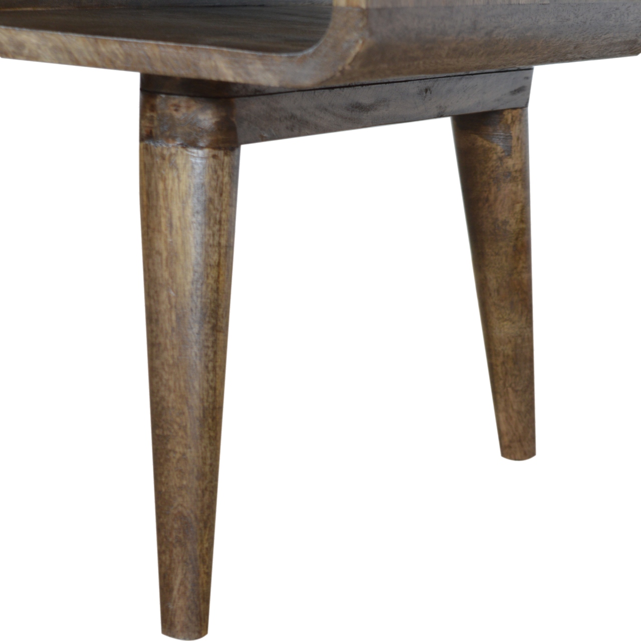 Solid Mango Wood Curved Grey Washed Coffee Table - Image 5