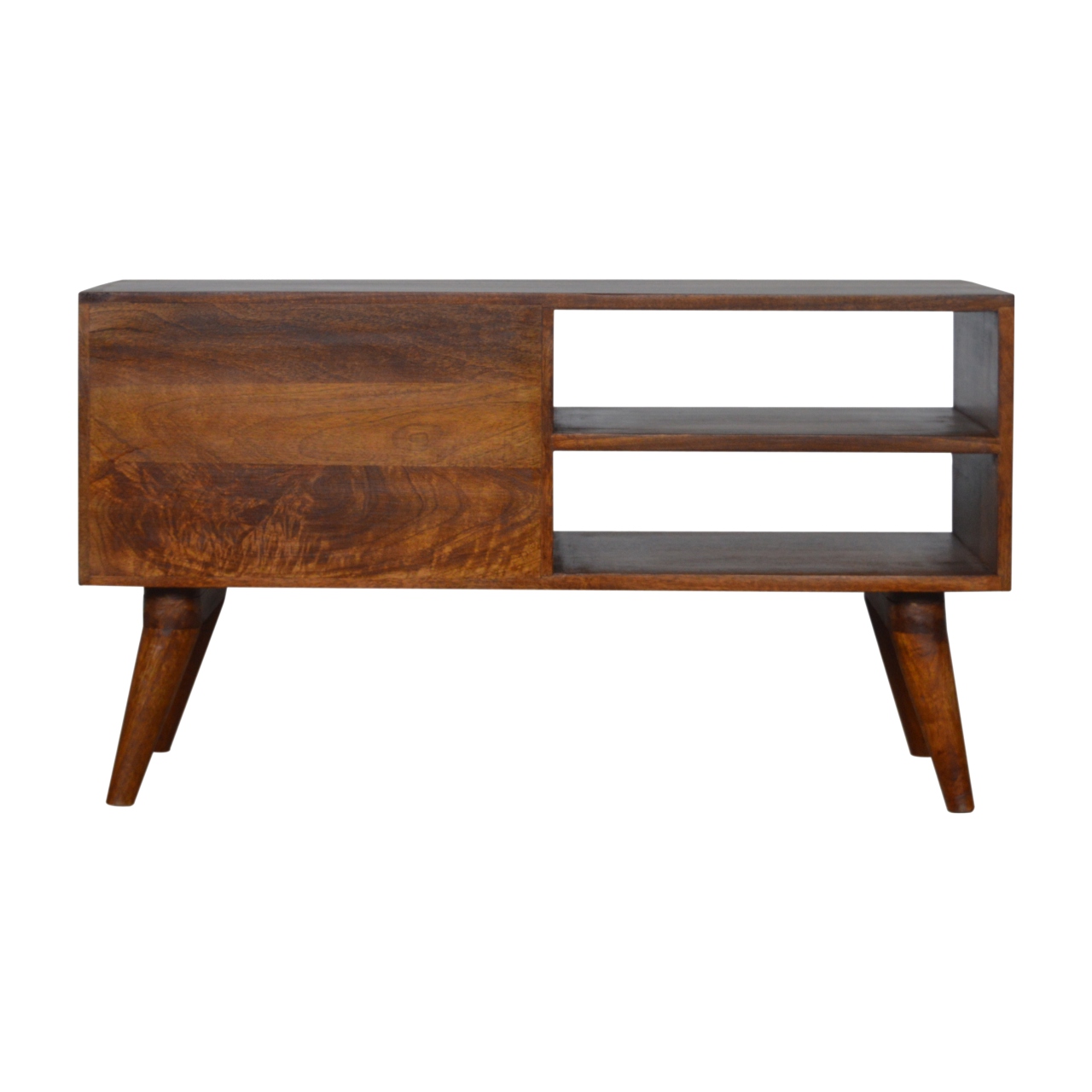 Solid Mango Wood Tile Carved Chestnut TV Unit - Image 9