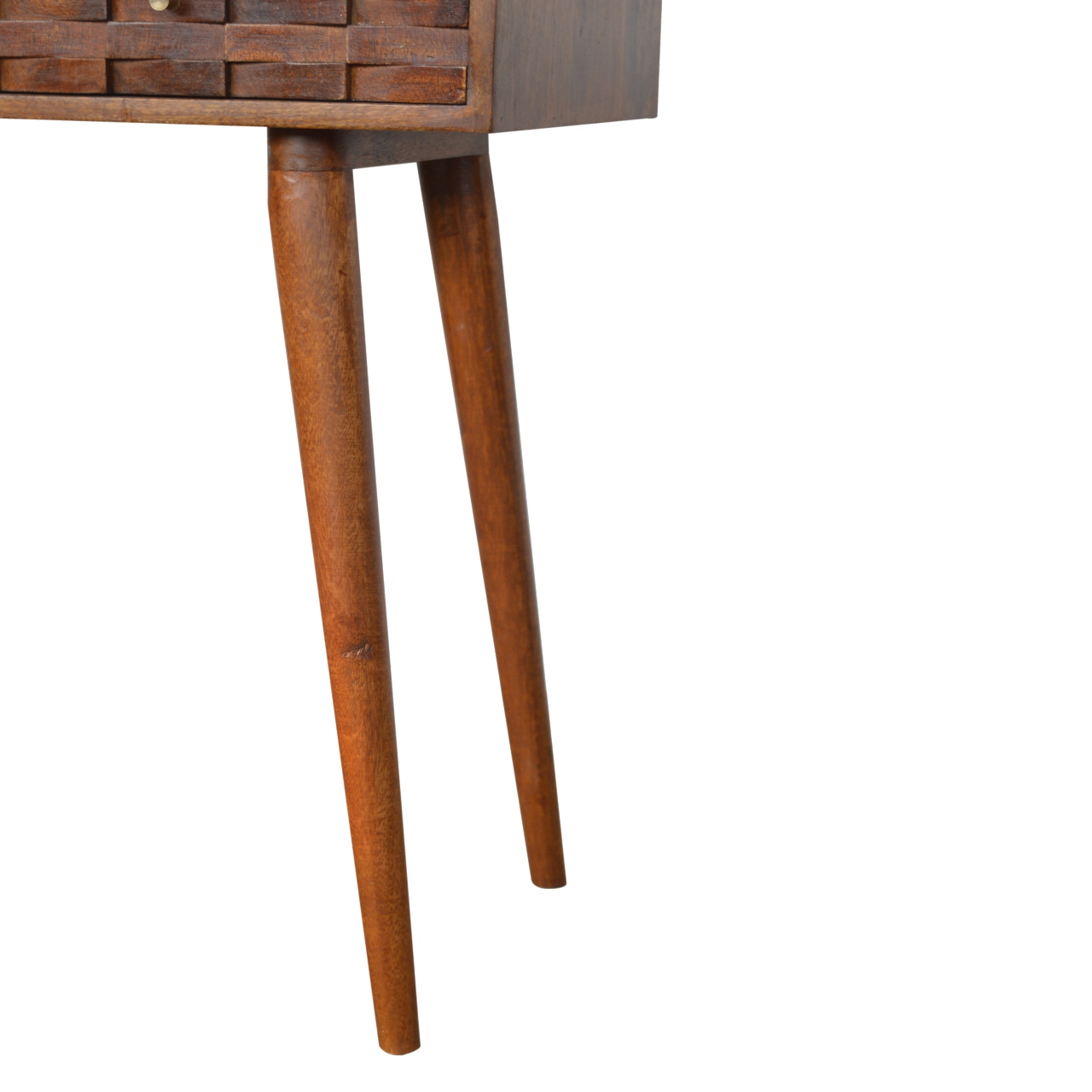 Solid Mango Wood Chestnut Finished 2 Tiled Drawer Console Table - Image 6
