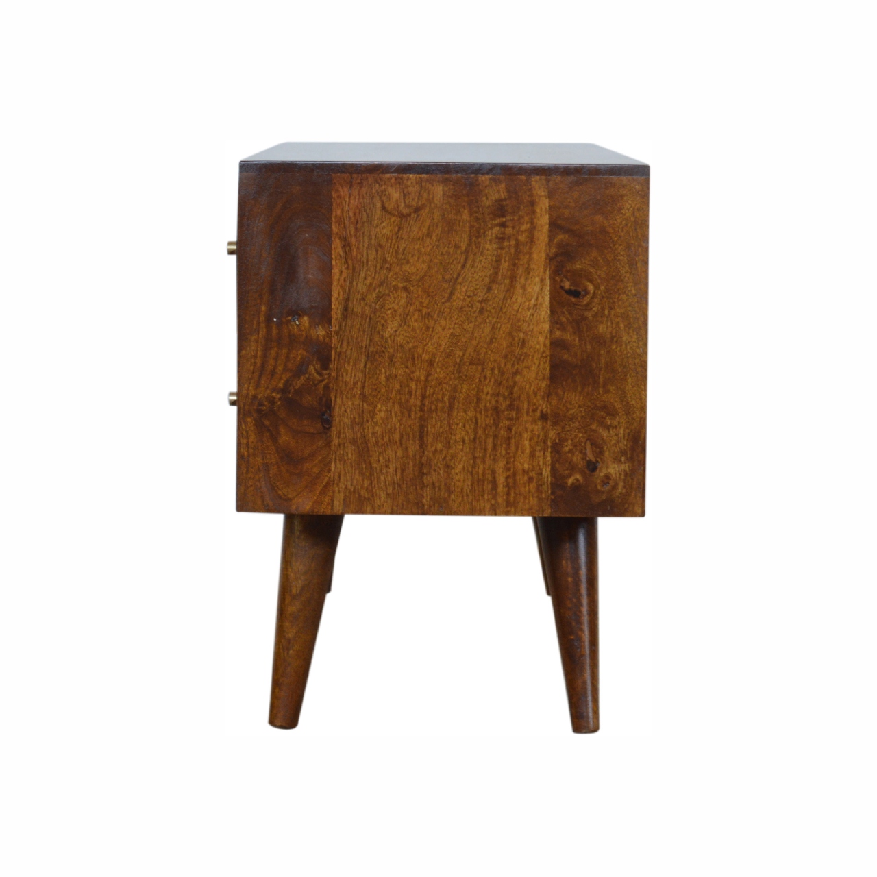Solid Mango Wood Chestnut Finished 2 Drawers 1 Door Sunrise Patterned TV Stand - Image 8