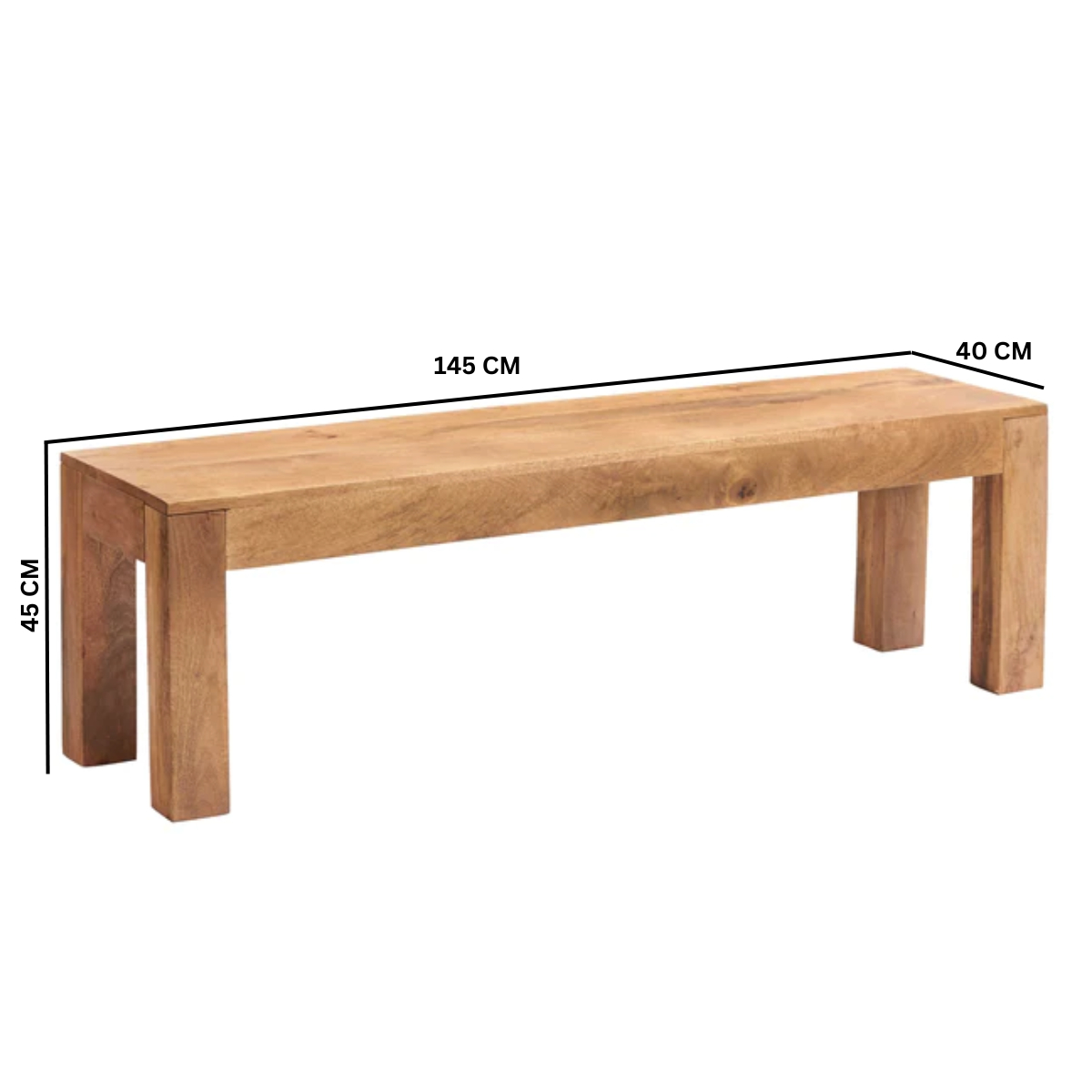 Toko Light Mango 6 FT Dining Set with Bench & 4 Slatted Chairs - Image 2