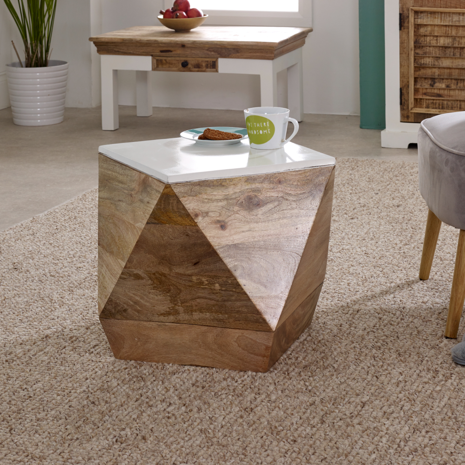 Alfie Side Table Solid Mango Wood - Image 4