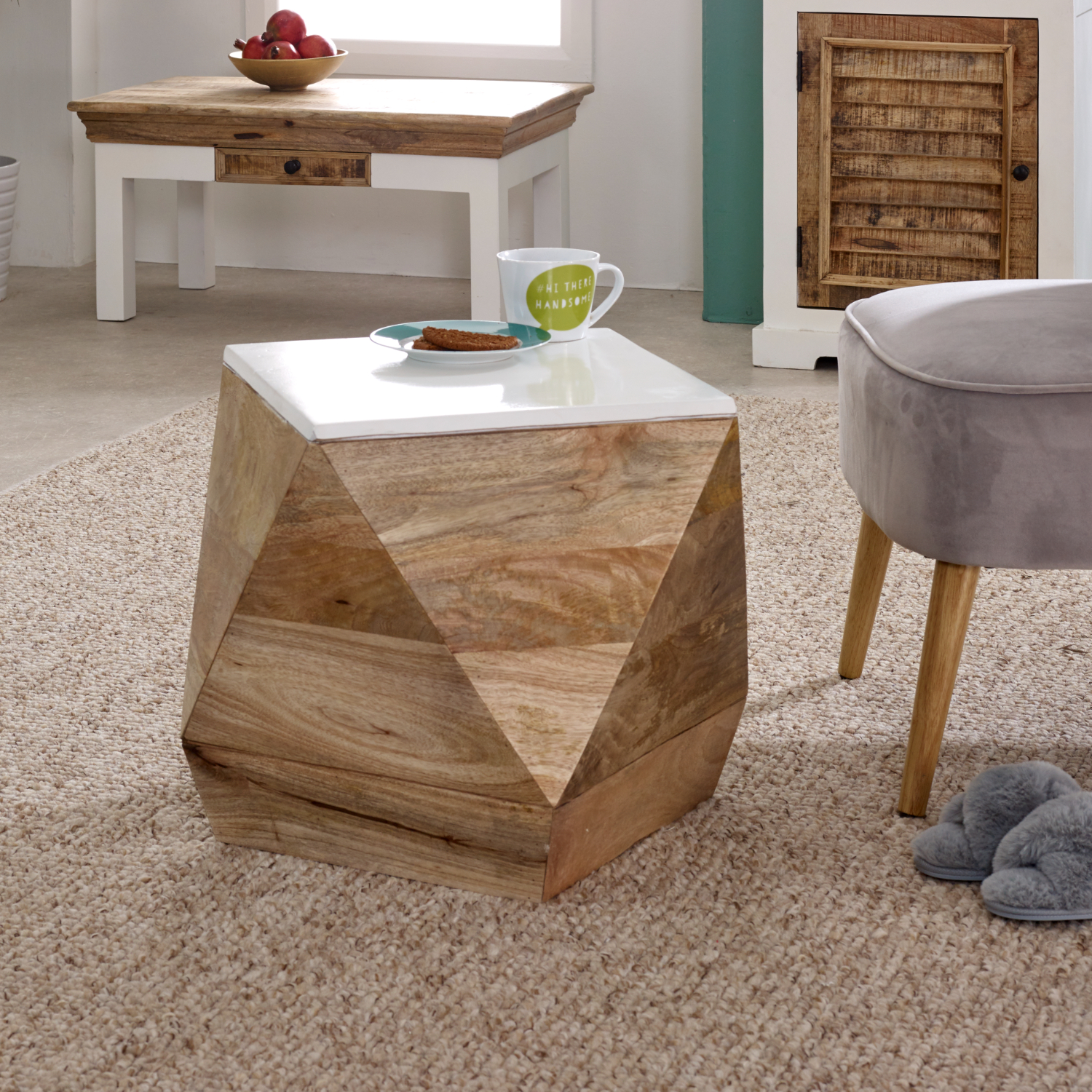 Alfie Side Table Solid Mango Wood - Image 5