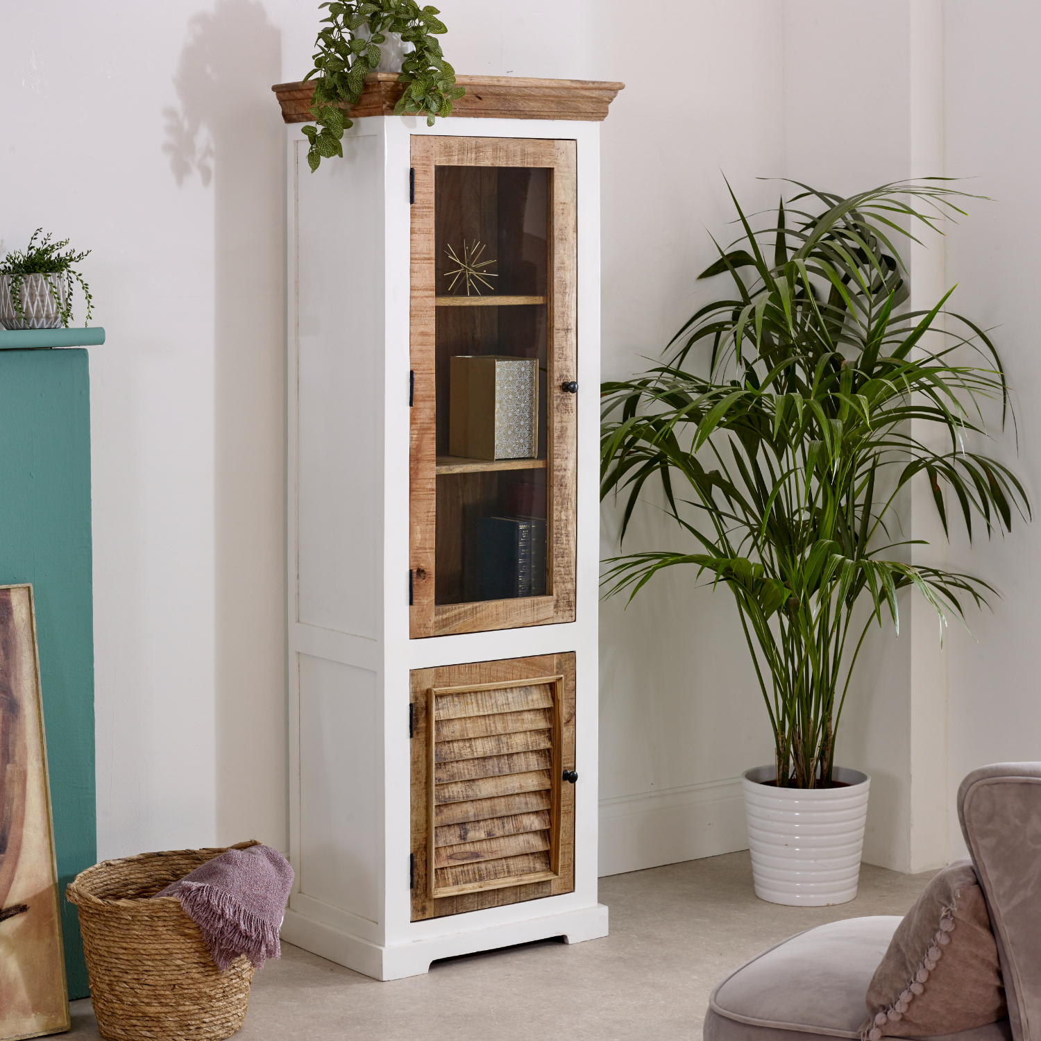Alfie Wood Bookcase/Display Cabinet - 3 Shelves & 1 Door - Image 6