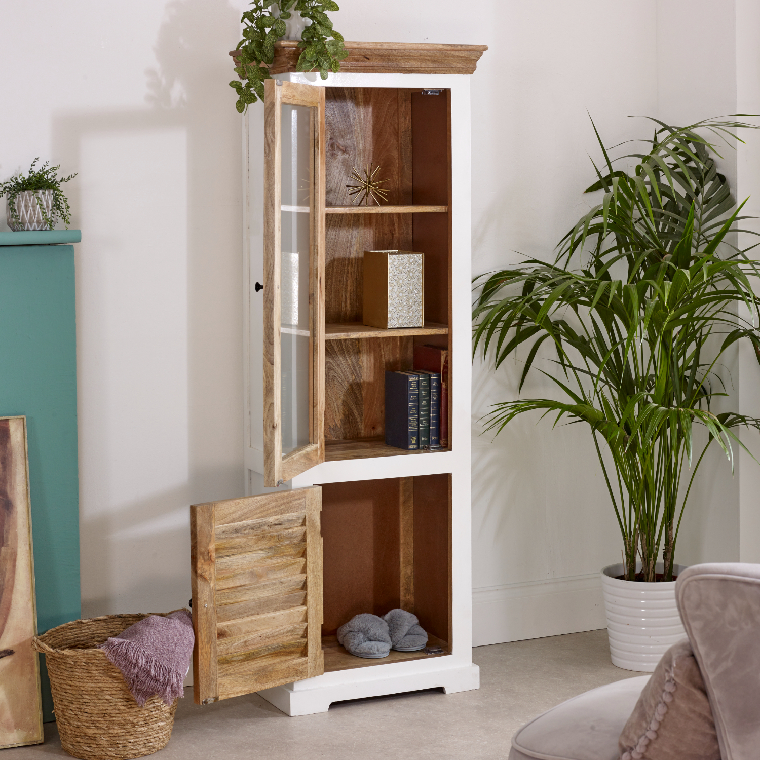 Alfie Wood Bookcase/Display Cabinet - 3 Shelves & 1 Door - Image 8