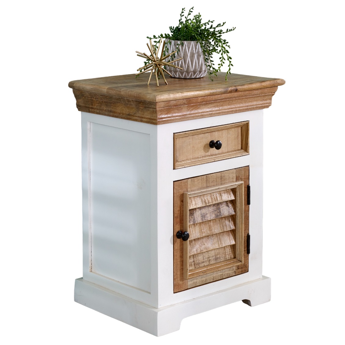 Alfie Solid Mango Wood Bedside Cabinet 1 Drawer + 1 Door - Image 2