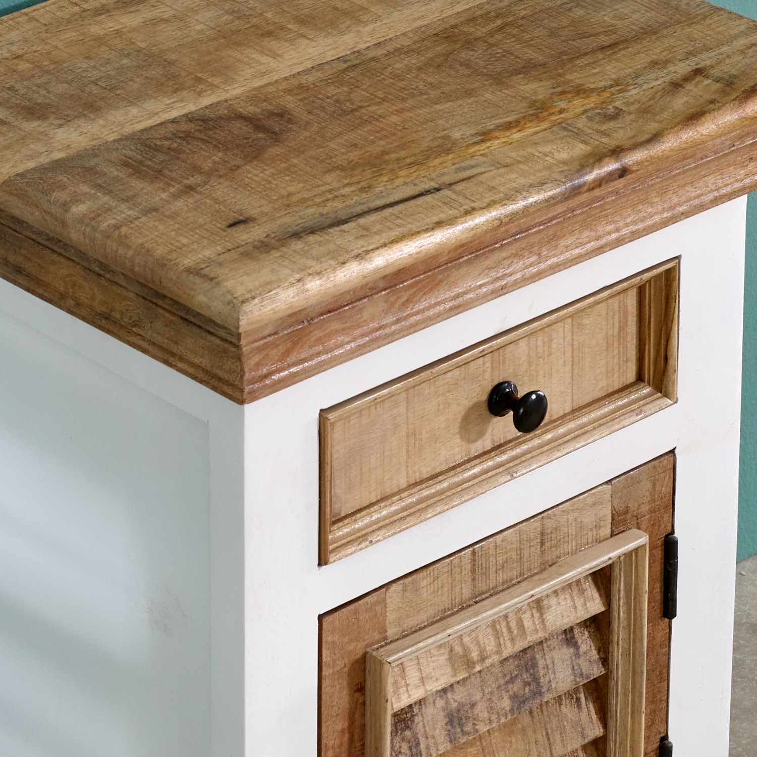Alfie Solid Mango Wood Bedside Cabinet 1 Drawer + 1 Door - Image 3