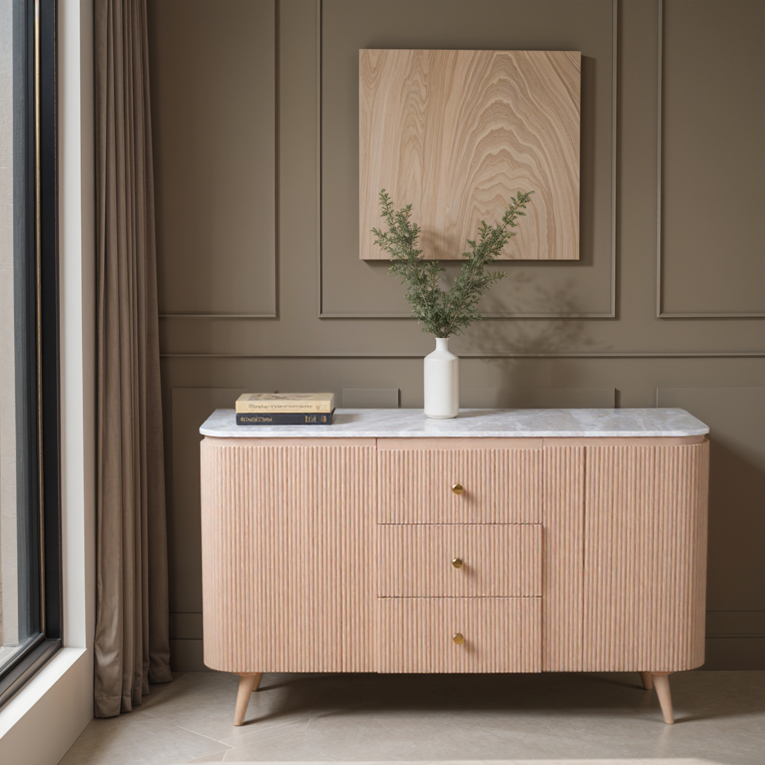 Ashford Natural Marble & Wood Extra Large Sideboard - Image 6