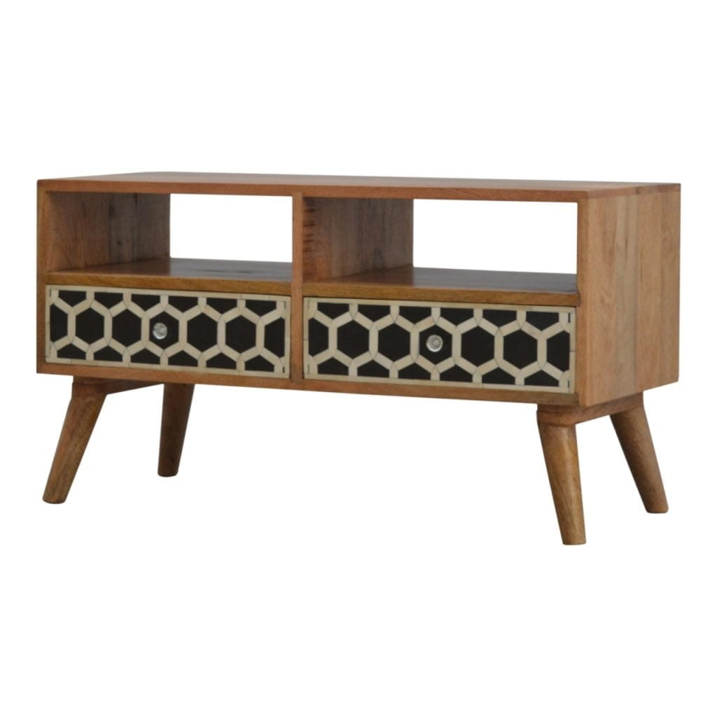 Solid Mango Wood Bone Inlay Media Unit - Image 3