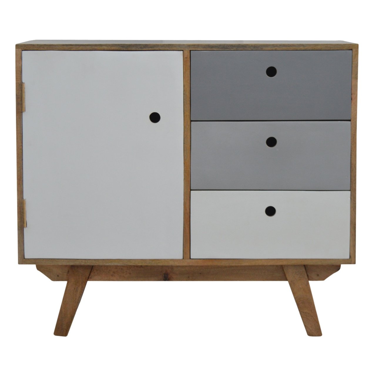 Solid Mango Wood Two Tone Hand Painted Cabinet