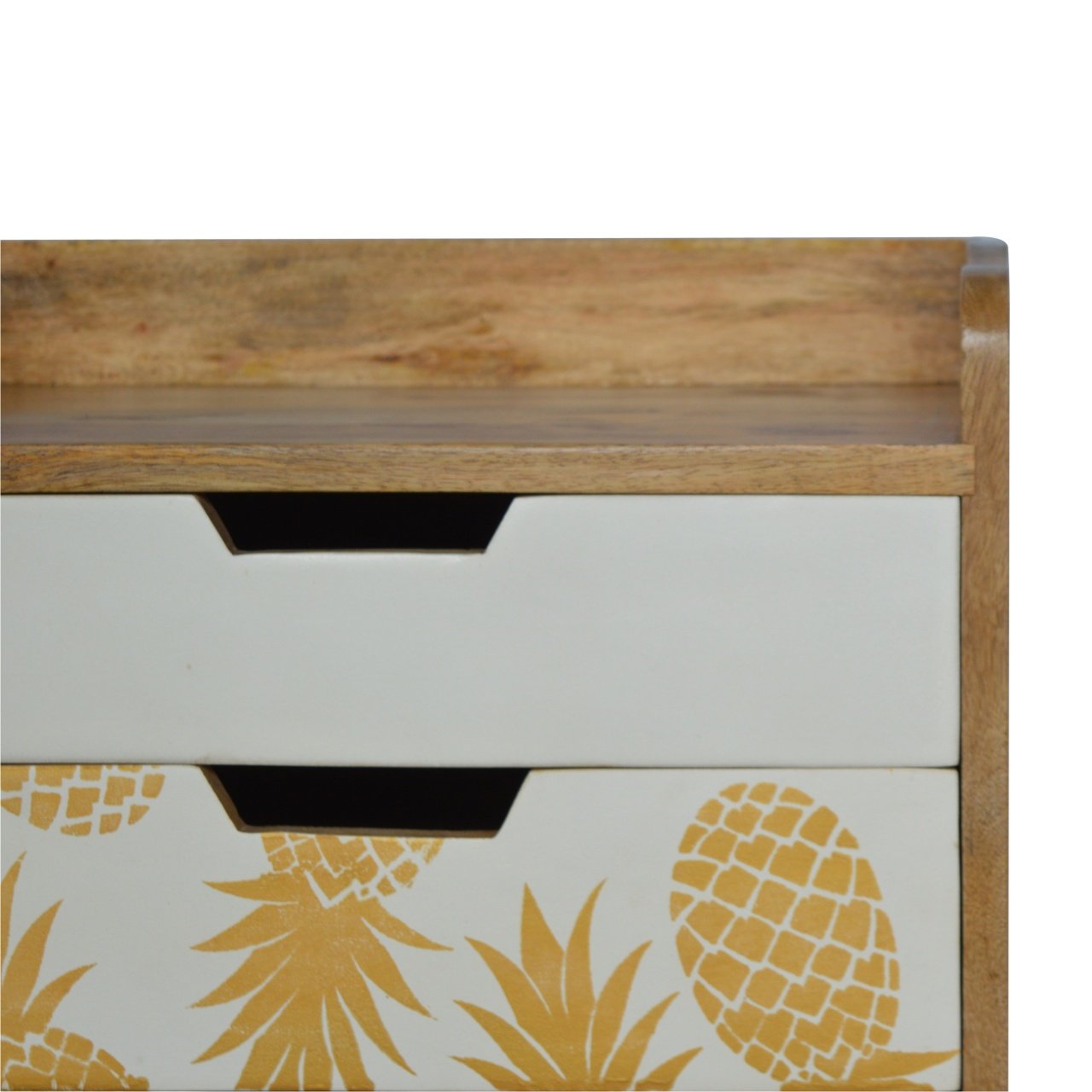 Solid Mango Wood Pineapple Screen Printed Bedside - Image 4