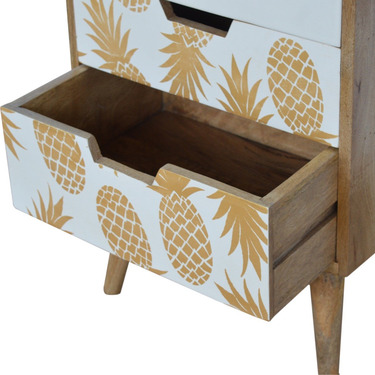 Solid Mango Wood Pineapple Screen Printed Bedside - Image 5