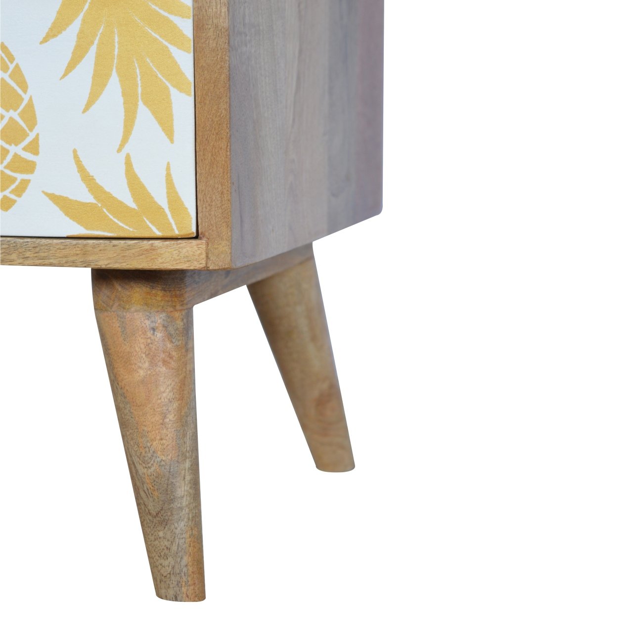 Solid Mango Wood Pineapple Screen Printed Bedside - Image 6